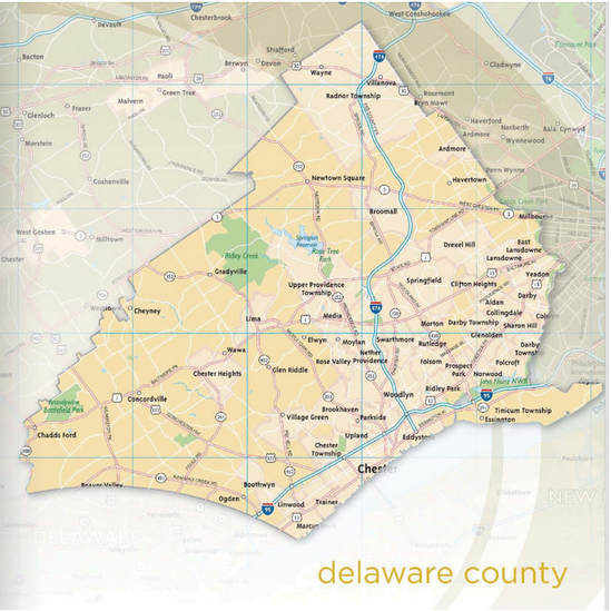 Map of Delaware County Pennsylvania